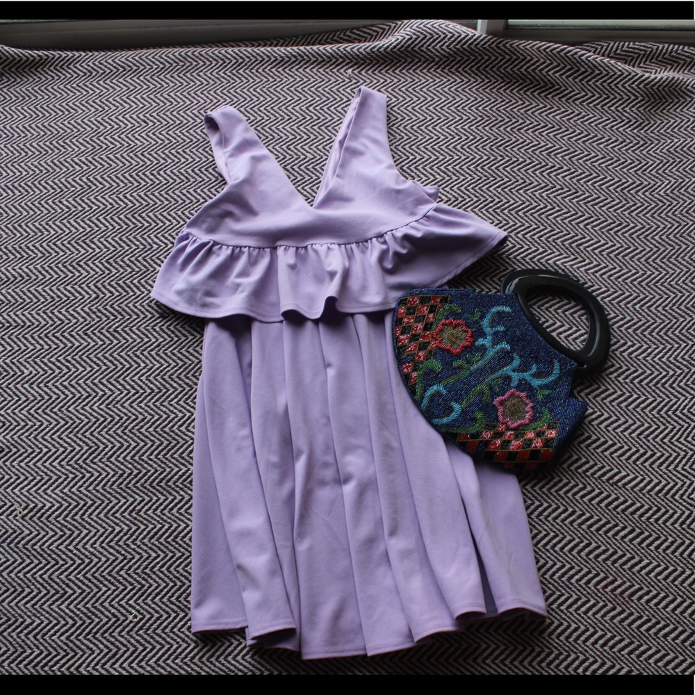 ASOS Lavender Pleated Ruffle Dress